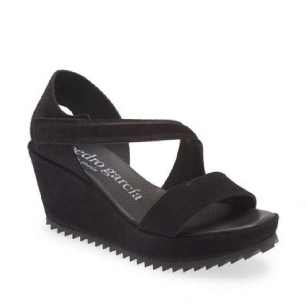 New Pedro García Black Leather Wedges 37